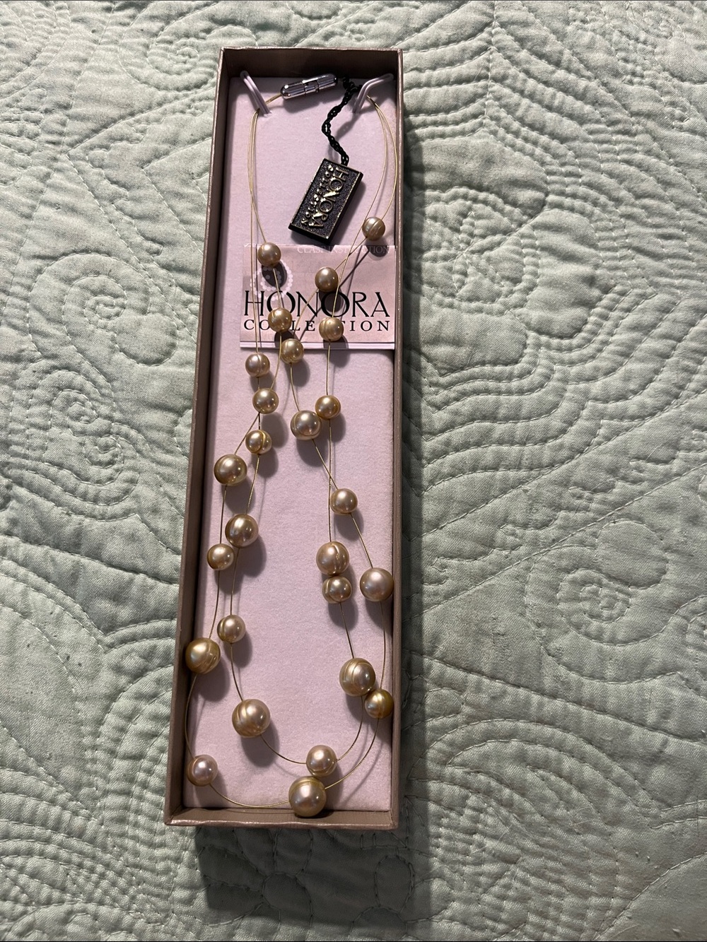 Honora Champagne Pearl Layered Wire Necklace